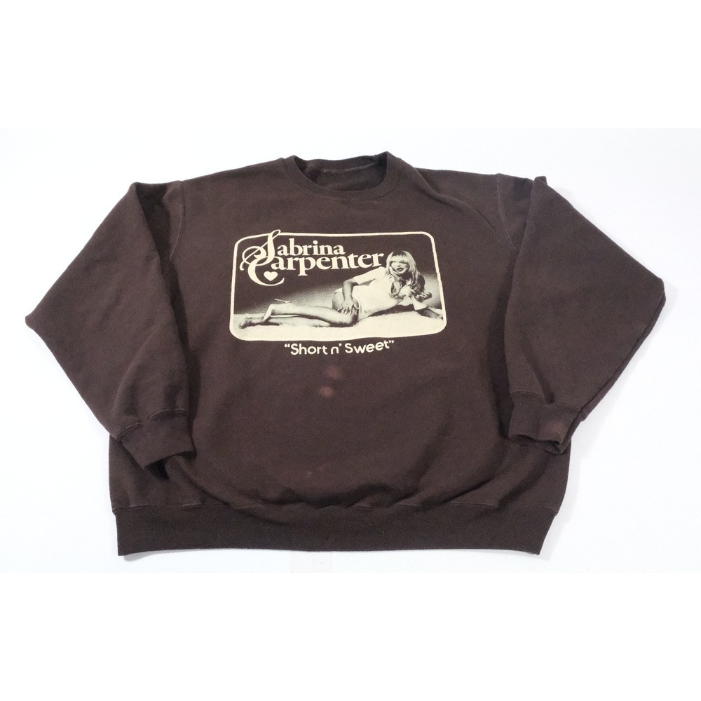 Sabrina Carpenter Sweatshirt Womens XL Brown Short N Sweet Graphic Tour Pullover